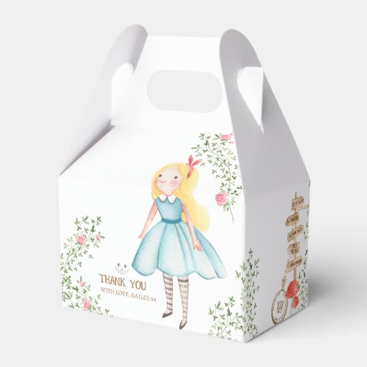 Alice Adventures in Woderland Birthday Tee Party Geschenkschachtel (Rückseite)