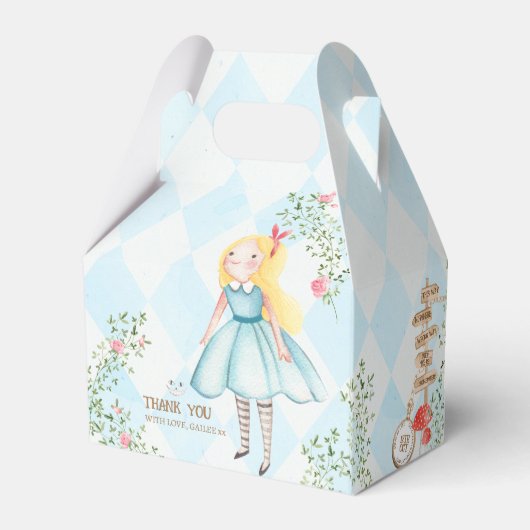 Alice Adventures in Woderland Birthday Tee Party Geschenkschachtel (Rückseite)