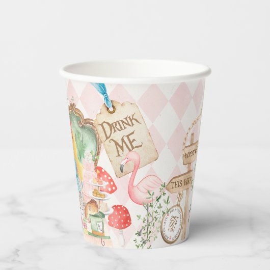 Alice Adventures in Woderland Birthday Tee Party Pappbecher (Rückseite)