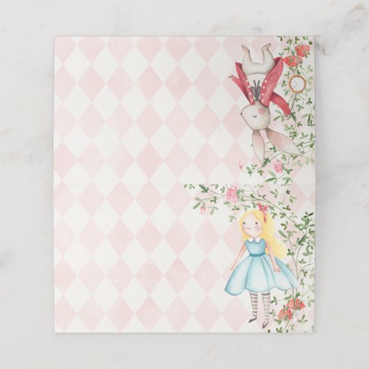 Alice Adventures in Woderland Birthday Tee Party Platzkarte (Außenseite Aufgefaltet)