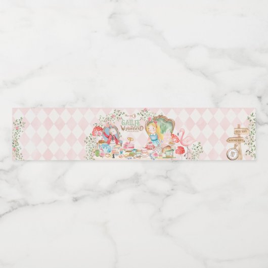 Alice Adventures in Woderland Birthday Tee Party Wasserflaschenetikett (Einzelnes Label)