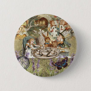 Alice Adventures in Wonderland Mad Party Button