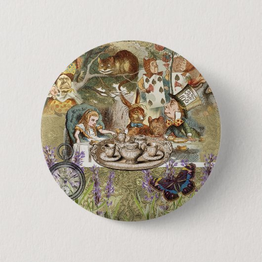 Alice Adventures in Wonderland Mad Party Button (Vorderseite)