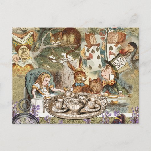 Alice Adventures in Wonderland Mad Party Postkarte (Vorderseite)