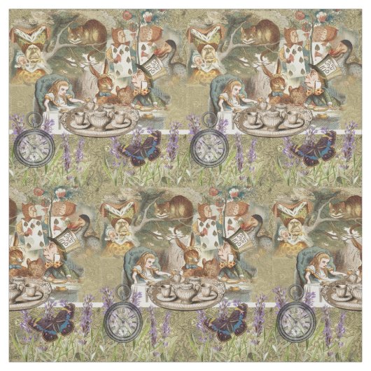 Alice Adventures in Wonderland Mad Party Stoff (Muster)