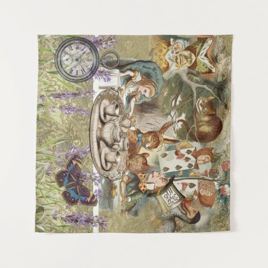 Alice Adventures in Wonderland Mad Party Wandteppich (Vorderseite (Horizontal))