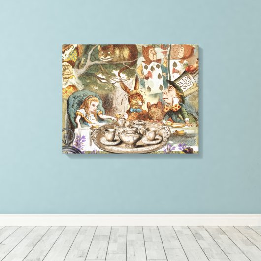 Alice Adventures in Wonderland Mad Tea Party Leinwanddruck (Insitu (Holzboden))