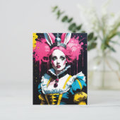 Alice als Kaninchen mit rosa Haar Postkarte (Stehend Vorderseite)