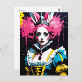 Alice als Kaninchen mit rosa Haar Postkarte (Vorne/Hinten)