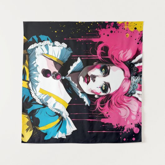 Alice als Kaninchen mit rosa Haar Wandteppich (Vorderseite (Horizontal))