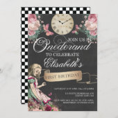 Alice am ersten Geburtstag in Onderland Einladung (Vorne/Hinten)