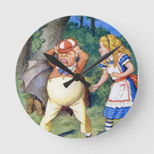 Alice and an angry Tweedledum in Wonderland Runde Wanduhr