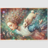 Alice and Rabbit Hole Wonderland Fantasy Decoupage Seidenpapier (Vorderseite)