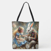 Alice and Rabbit Wonderland Fantasy Art Tasche (Rückseite)