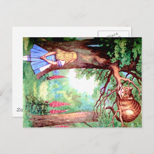 Alice and The Cheshire Cat in Wonderland Postkarte (Vorne/Hinten)