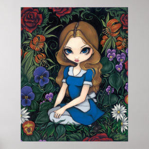 Alice and the Flowers Art Print - in Wonderland Poster