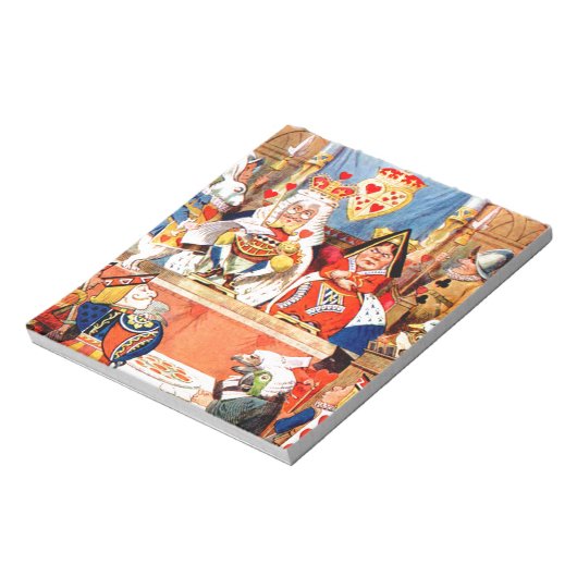 Alice and The Knave of Hearts Trial in Wonderland Notizblock (Rotiert)