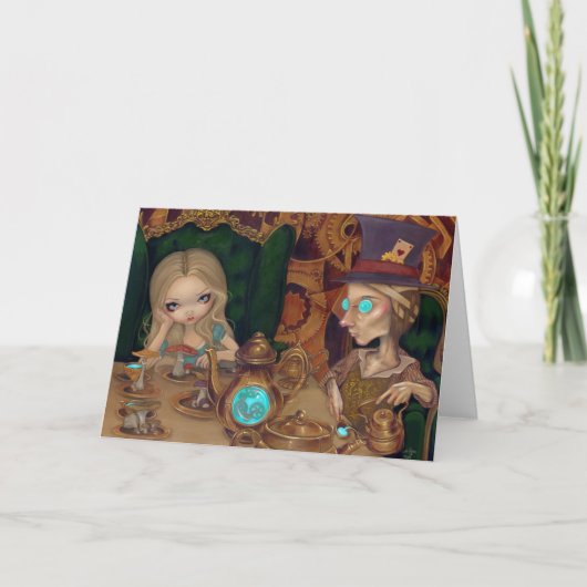 "Alice and the Mad Hatter" Grußkarte Karte (Vorderseite)