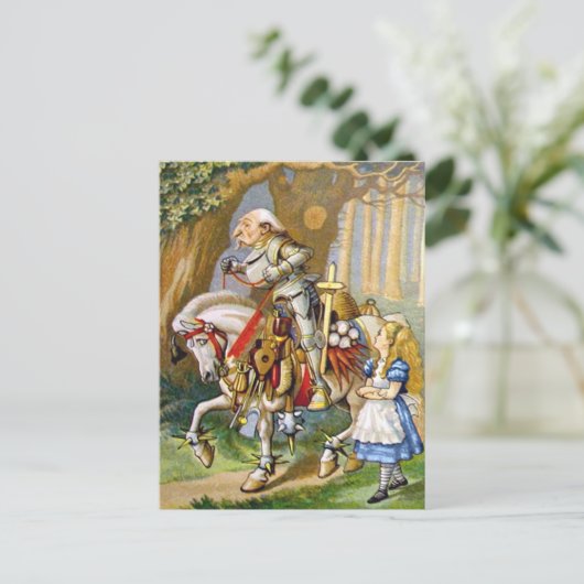 Alice and The White Knight in Wonderland Postkarte (Stehend Vorderseite)