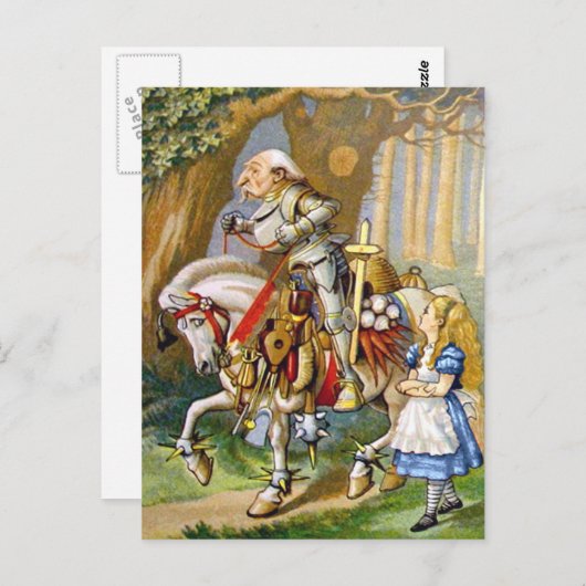 Alice and The White Knight in Wonderland Postkarte (Vorne/Hinten)