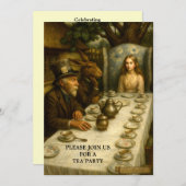 Alice At Mad Hatter Tea Party Template Einladung (Vorne/Hinten)