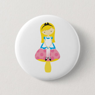 Alice auf einem Pilz Button
