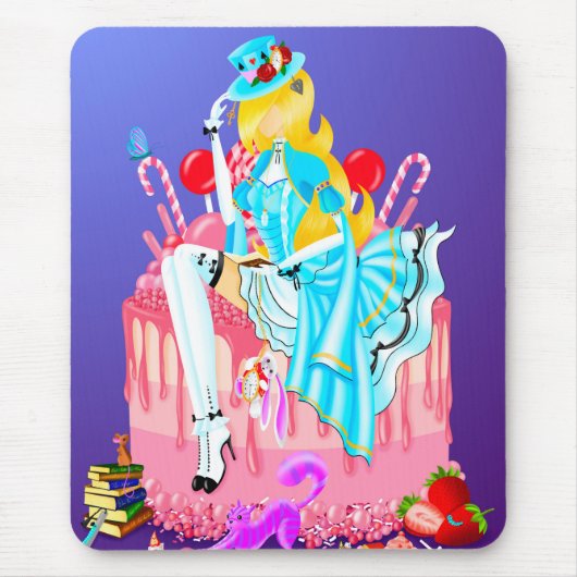 Alice auf Geburtstagskuchen  Mousepad (Vorne)