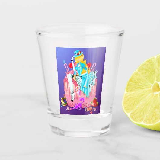 Alice auf Geburtstagskuchen  Schnapsglas (Vorderseite)