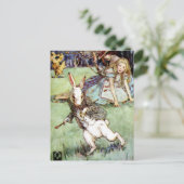 Alice begegnet einer Kaninchenablenkung Postkarte (Stehend Vorderseite)