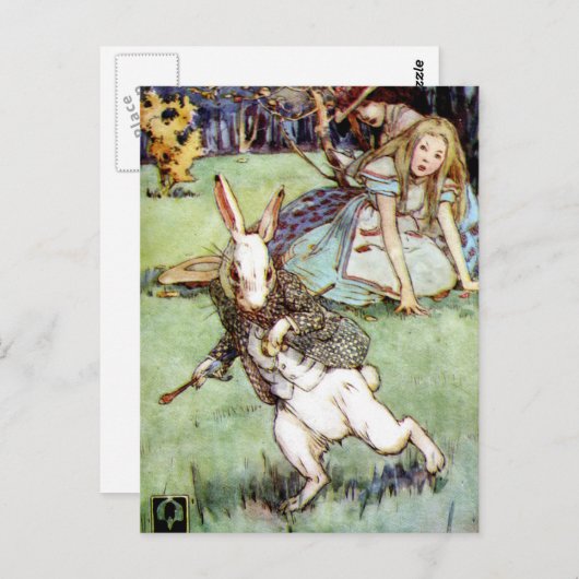 Alice begegnet einer Kaninchenablenkung Postkarte (Vorne/Hinten)