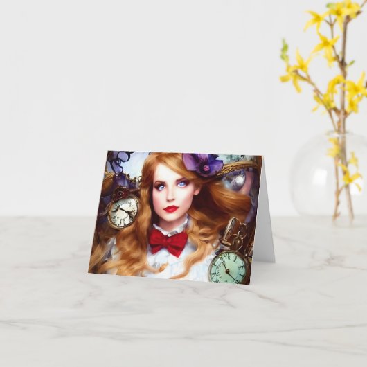 Alice Behalte Time AI generierte Kunst-jede Anläss Karte (Gelbe Blume)