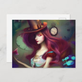 Alice Behaltend Time AI Generated Art Postcard Postkarte (Vorne/Hinten)