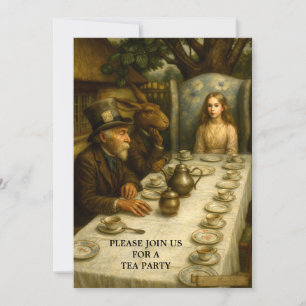 Alice beim verrückten Hutzelmann-Teetee-Party-Vorl Einladung