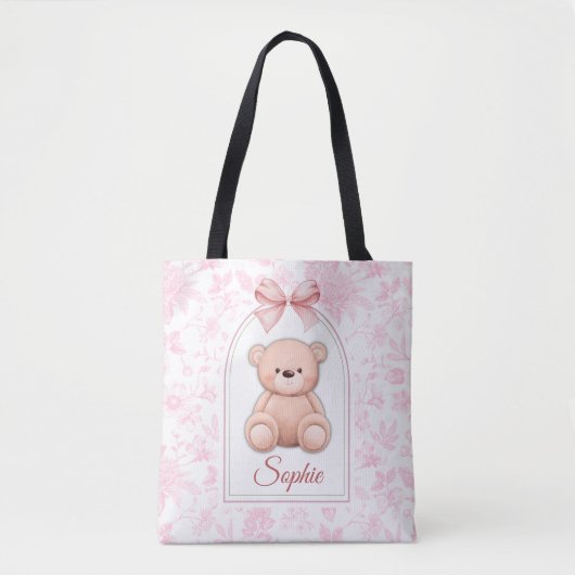 Alice | Benutzerdefiniertes rosa Teddy-Bär-Kinderz Tasche (Vorderseite)
