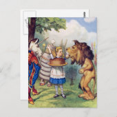 Alice bietet dir Kuchen zum Löwen und zum Einhorn Postkarte (Vorne/Hinten)