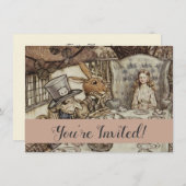 Alice Birthday UnGeburtstag Rabbit Hatter Party Einladung (Vorne/Hinten)