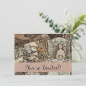 Alice Birthday UnGeburtstag Rabbit Hatter Party Einladung (Stehend Vorderseite)