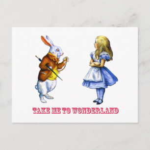 Alice bittet den Hasen: "Bring mich nach Wonderlan Postkarte