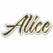 Alice black gold Lettering Aufkleber Sticker (Vorderseite)