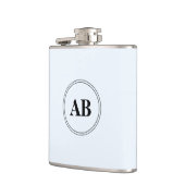 Alice Blau Vollfarbe mit Monogramm Flachmann (Links)