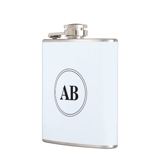 Alice Blau Vollfarbe mit Monogramm Flachmann (Links)