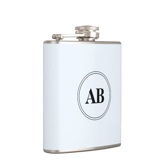 Alice Blau Vollfarbe mit Monogramm Flachmann (Rechts)