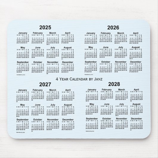 Alice Blue 4 Year Calendar by Janz 2025-2028 Mousepad (Vorne)