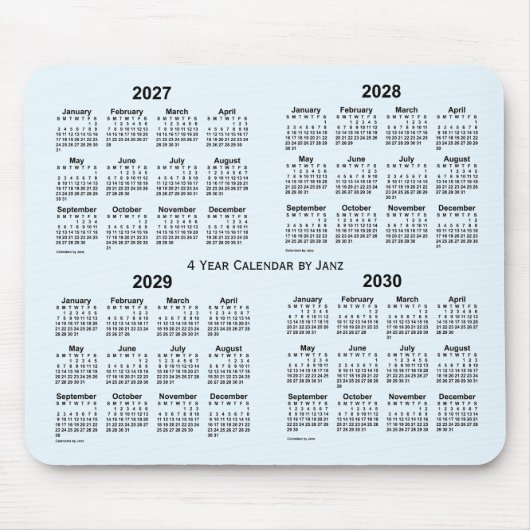 Alice Blue 4 Year Calendar by Janz 2027-2030 Mousepad (Vorne)