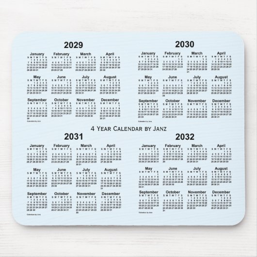 Alice Blue 4 Year Calendar by Janz 2029-2032 Mousepad (Vorne)