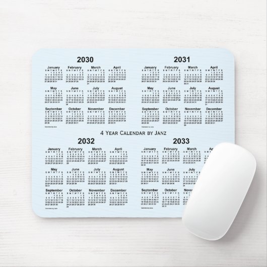 Alice Blue 4 Year Calendar by Janz 2030-2033 Mousepad (Mit Mouse)