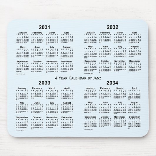 Alice Blue 4 Year Calendar by Janz 2031-2034 Mousepad (Vorne)