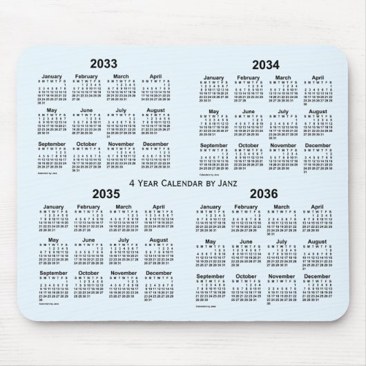 Alice Blue 4 Year Calendar by Janz 2033-2036 Mousepad (Vorne)