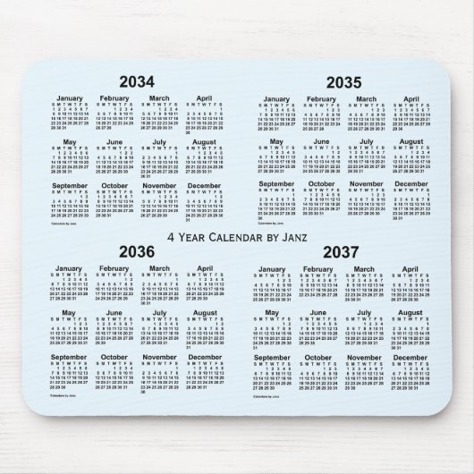 Alice Blue 4 Year Calendar by Janz 2034-2037 Mousepad (Vorne)