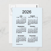 Alice Blue 6 Monate Mini-Kalender 2026 von Janz Postkarte (Vorne/Hinten)